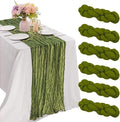 6 Pieces Olive Green 10FT Cheesecloth Table Runner Boho Gauze Fabric Table Runner Rustic Sheer Runner for