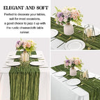 6 Pieces Olive Green 10FT Cheesecloth Table Runner Boho Gauze Fabric Table Runner Rustic Sheer Runner for, alternate view 4