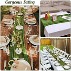 6 Pieces Olive Green 10FT Cheesecloth Table Runner Boho Gauze Fabric Table Runner Rustic Sheer Runner for, alternate view 6