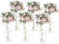 6 Pieces Tall Acrylic Vase Wedding Centerpieces Clear Flower Stand Column Geometric Floral Vase Elegant Display