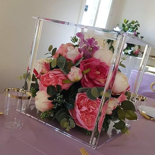 6 Pieces Tall Acrylic Vase Wedding Centerpieces Clear Flower Stand Column Geometric Floral Vase Elegant Display, alternate