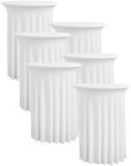 6 pk White Cocktail Table Cloth Round 32×43in-High Top Highboy Bar Cocktail Tablecloths-Wrinkle Free Stretchy