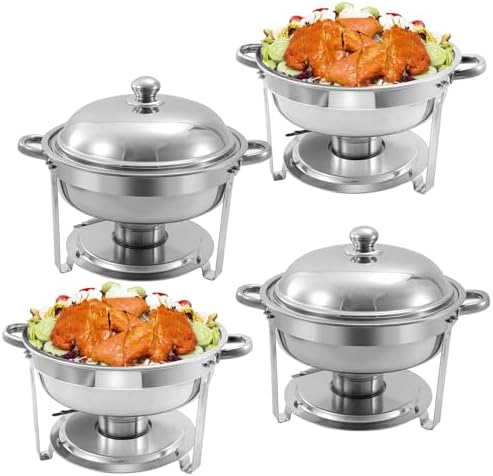 6 QT Chafing Dishes, 4PCS Premium Stainless Steel Complete Set