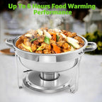 6 QT Chafing Dishes, 4PCS Premium Stainless Steel Complete Set, alternate view 4