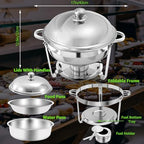 6 QT Chafing Dishes, 4PCS Premium Stainless Steel Complete Set, alternate view 5