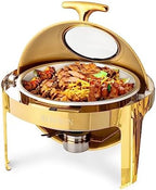 6 QT Chafing Dishes for Buffet, Roll Top Chafing Dish Buffet Set, Stainless Steel Buffet Warmer Chafers and