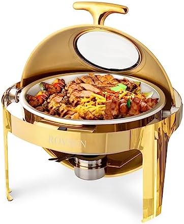 6 QT Chafing Dishes for Buffet, Roll Top Chafing Dish Buffet Set, Stainless Steel Buffet Warmer Chafers and