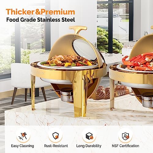 6 QT Chafing Dishes for Buffet, Roll Top Chafing Dish Buffet Set, Stainless Steel Buffet Warmer Chafers and, alternate view 4
