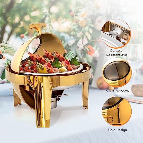 6 QT Chafing Dishes for Buffet, Roll Top Chafing Dish Buffet Set, Stainless Steel Buffet Warmer Chafers and, alternate view 5