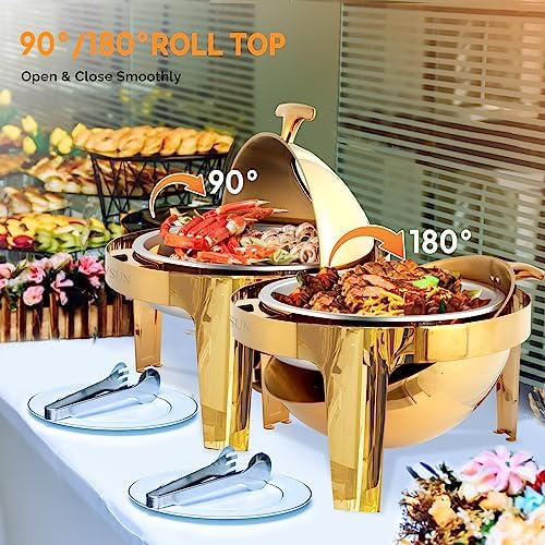 6 QT Chafing Dishes for Buffet, Roll Top Chafing Dish Buffet Set, Stainless Steel Buffet Warmer Chafers and, alternate view 6