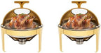 6 QT Round Chafing Dish Buffet Set (2-Pack), Roll Top Stainless Steel Buffet Warmers with Food & Water Trays