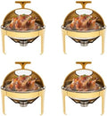6 QT Round Chafing Dish Buffet Set (4-Pack), Roll Top Stainless Steel Buffet Warmers with Food & Water Trays