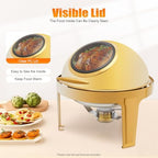 6 QT Round Chafing Dish Buffet Set (4-Pack), Roll Top Stainless Steel Buffet Warmers with Food & Water Trays, alternate view