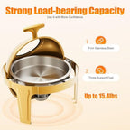 6 QT Round Chafing Dish Buffet Set (4-Pack), Roll Top Stainless Steel Buffet Warmers with Food & Water Trays, alternate view