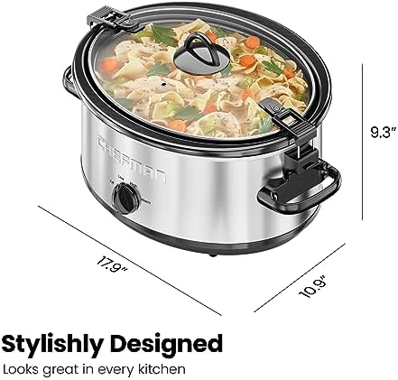 6 Quart Slow Cooker with Locking Lid, Ceramic Crock with Portable Cook and Carry Travel Latching Lock, Large, alternate view