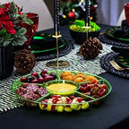 6 Sectional Round Plastic Serving Tray/Platter (2, Green) in Green, alternate view 2