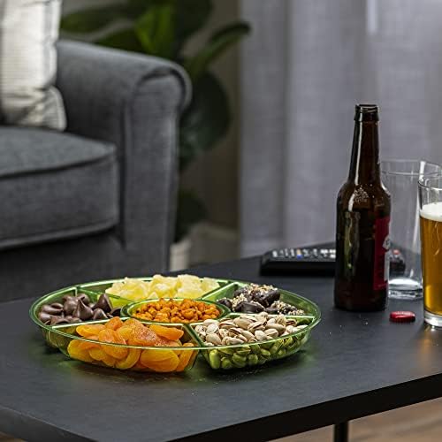 6 Sectional Round Plastic Serving Tray/Platter (2, Green) in Green, alternate view 4