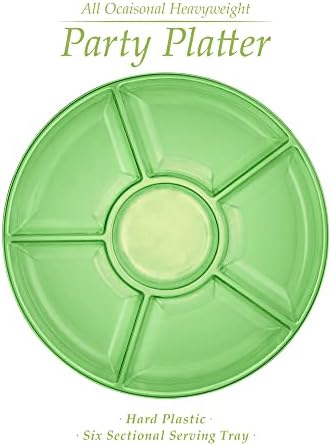 6 Sectional Round Plastic Serving Tray/Platter (2, Green) in Green, alternate view 5