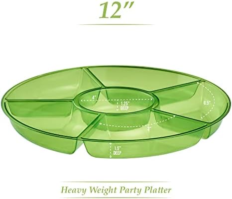 6 Sectional Round Plastic Serving Tray/Platter (2, Green) in Green, alternate view 6