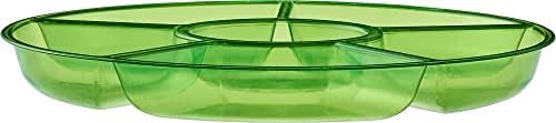 6 Sectional Round Plastic Serving Tray/Platter (2, Green) in Green, alternate view 7