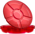 6 Sectional Round Plastic Serving Tray/Platter (2, Red) in Red