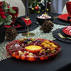 6 Sectional Round Plastic Serving Tray/Platter (2, Red) in Red, alternate view 2