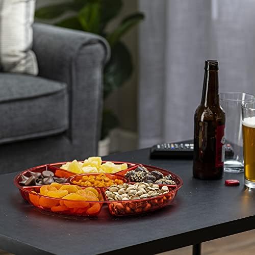 6 Sectional Round Plastic Serving Tray/Platter (2, Red) in Red, alternate view 4