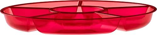 6 Sectional Round Plastic Serving Tray/Platter (2, Red) in Red, alternate view 7