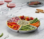 6 Sectional Round Plastic Serving Tray/Platter (2, White & Gold) in White & Gold, alternate view 3
