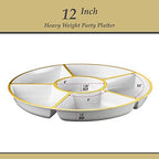 6 Sectional Round Plastic Serving Tray/Platter (2, White & Gold) in White & Gold, alternate view 6