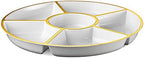6 Sectional Round Plastic Serving Tray/Platter (2, White & Gold) in White & Gold, alternate view 7