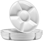 6 Sectional Round Plastic Serving Tray/Platter (2, White) in White