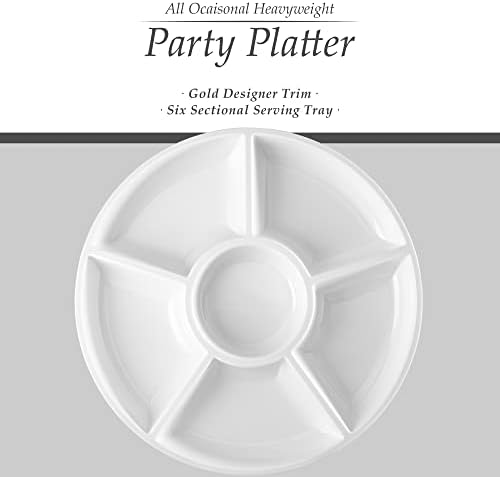 6 Sectional Round Plastic Serving Tray/Platter (2, White) in White, alternate view 5