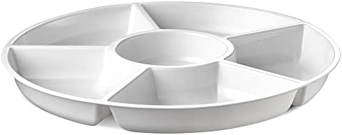 6 Sectional Round Plastic Serving Tray/Platter (2, White) in White, alternate view 7