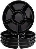 6 Sectional Round Plastic Serving Tray/Platter (4, Black) in Black