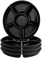 6 Sectional Round Plastic Serving Tray/Platter (4, Black) in Black