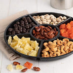 6 Sectional Round Plastic Serving Tray/Platter (4, Black) in Black, alternate view 2