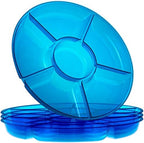 6 Sectional Round Plastic Serving Tray/Platter (4, Blue) in Blue