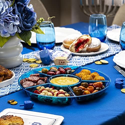 6 Sectional Round Plastic Serving Tray/Platter (4, Blue) in Blue, alternate view 2