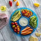 6 Sectional Round Plastic Serving Tray/Platter (4, Blue) in Blue, alternate view 3