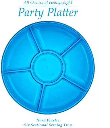 6 Sectional Round Plastic Serving Tray/Platter (4, Blue) in Blue, alternate view 5