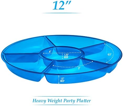 6 Sectional Round Plastic Serving Tray/Platter (4, Blue) in Blue, alternate view 6