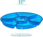6 Sectional Round Plastic Serving Tray/Platter (4, Blue) in Blue, alternate view 6