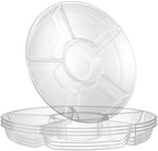 6 Sectional Round Plastic Serving Tray/Platter (4, Clear) in Clear