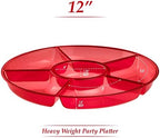 6 Sectional Round Plastic Serving Tray/Platter (4, Red) in Red, alternate view 6