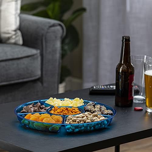 6 Sectional Round Plastic Serving Tray/Platter (8, Blue) in Blue, alternate view 4
