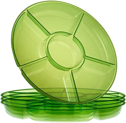 6 Sectional Round Plastic Serving Tray/Platter (8, Green) in Green