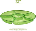 6 Sectional Round Plastic Serving Tray/Platter (8, Green) in Green, alternate view 6