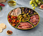 6 Sectional Round Plastic Serving Tray/Platters Black & Gold Pack of 4 in Black & Gold, alternate view 4