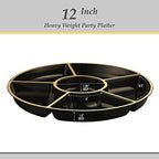 6 Sectional Round Plastic Serving Tray/Platters Black & Gold Pack of 8 in Black & Gold, alternate view 5